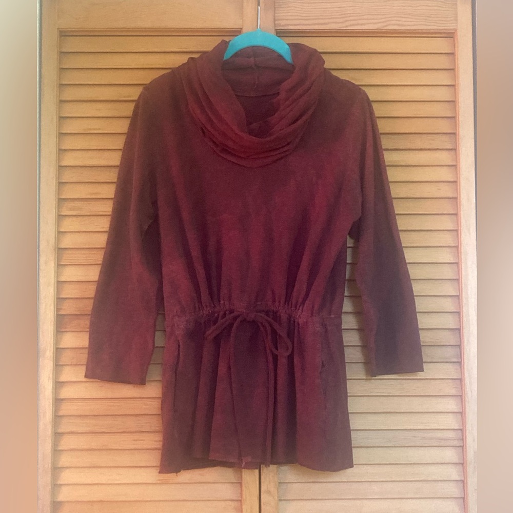 Elegant Burgundy Cowl Neck Top